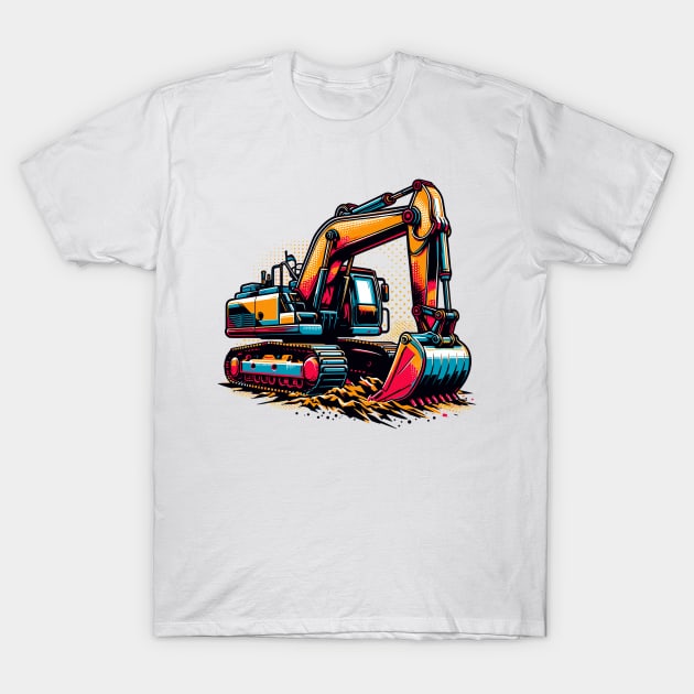 Excavator Vintage T-Shirt by Vehicles-Art